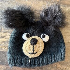 Black Bear Knit Toddler Hat/ Beanie